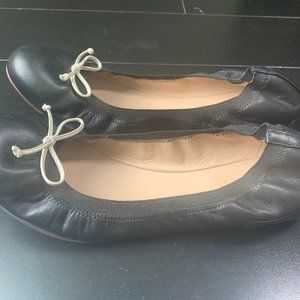 J Crew Black Leather Ballet Flats
